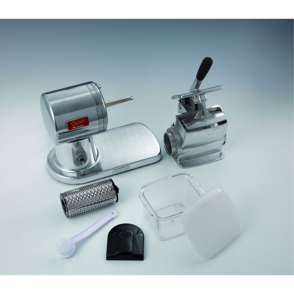 Ariete 449 Gratì Superior - Grattugia Elettrica Professionale - formaggio, pane, cioccolato, frutta secca - Alluminio pressofuso - 350 Watt - Argento