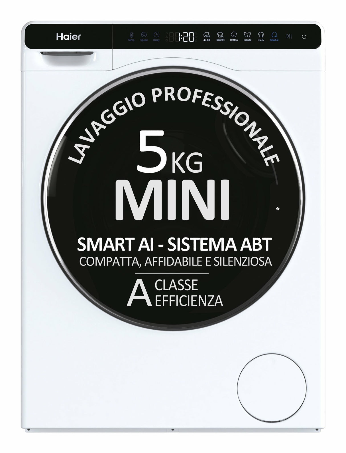 Haier MiniDrum, Lavatrice, 5kg, Classe A, Bianco, HW50-BP12307-S