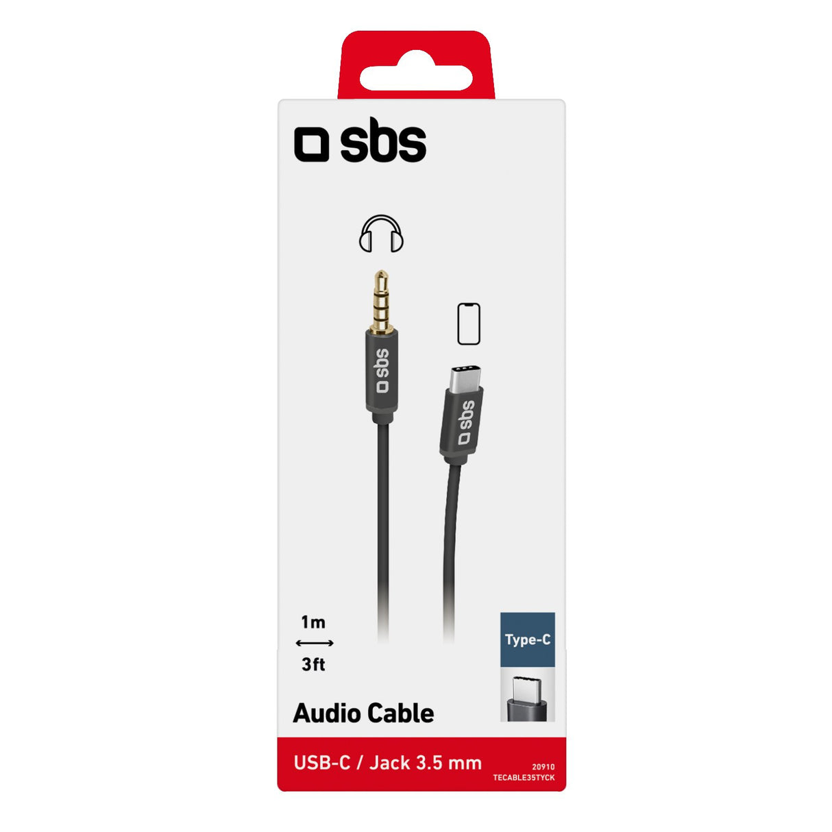 SBS TECABLE35TYCK cavo audio 1 m 3.5mm USB tipo-C Nero