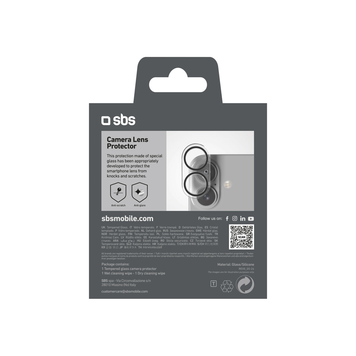 SBS TECAMGLIP16K protezione per lo schermo e il retro dei telefoni cellulari Protezione per obiettivo della fotocamera Apple 1 pz