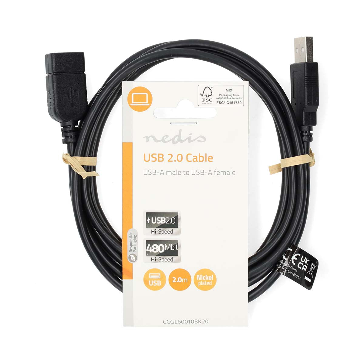 Nedis CCGL60010BK20 cavo USB USB 2.0 1 m USB A Nero