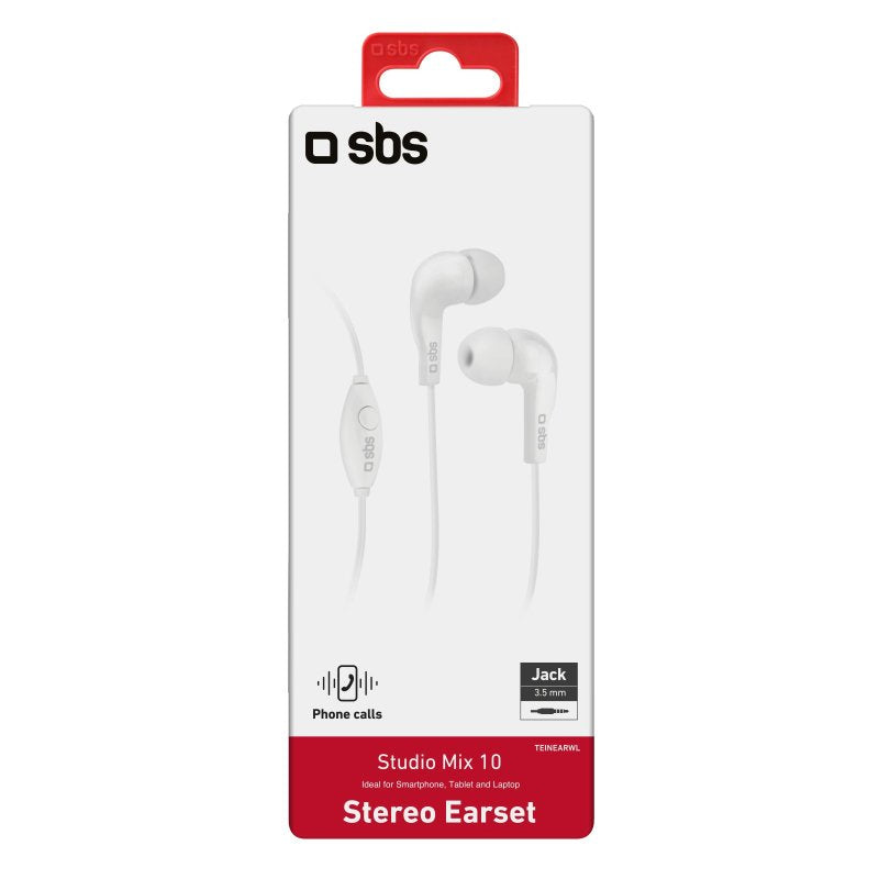 SBS Auricolari filo stereo in-ear Studio Mix 10, jack 3,5 mm con microfono e tasto alla risposta
