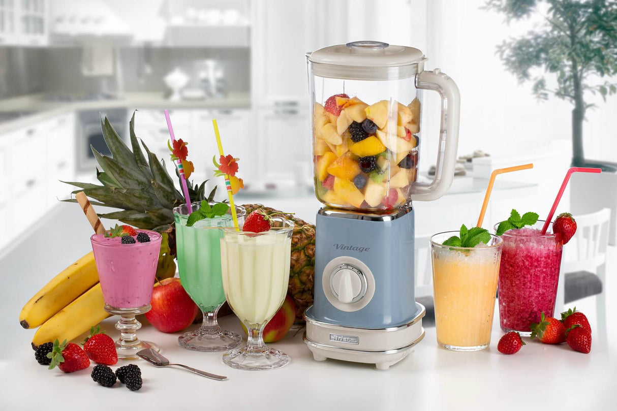 Ariete 568 Frullatore 1,5 Litri - Tazza graduata - 2 velocità + pulse - 500 Watt - Linea Vintage - Celeste
