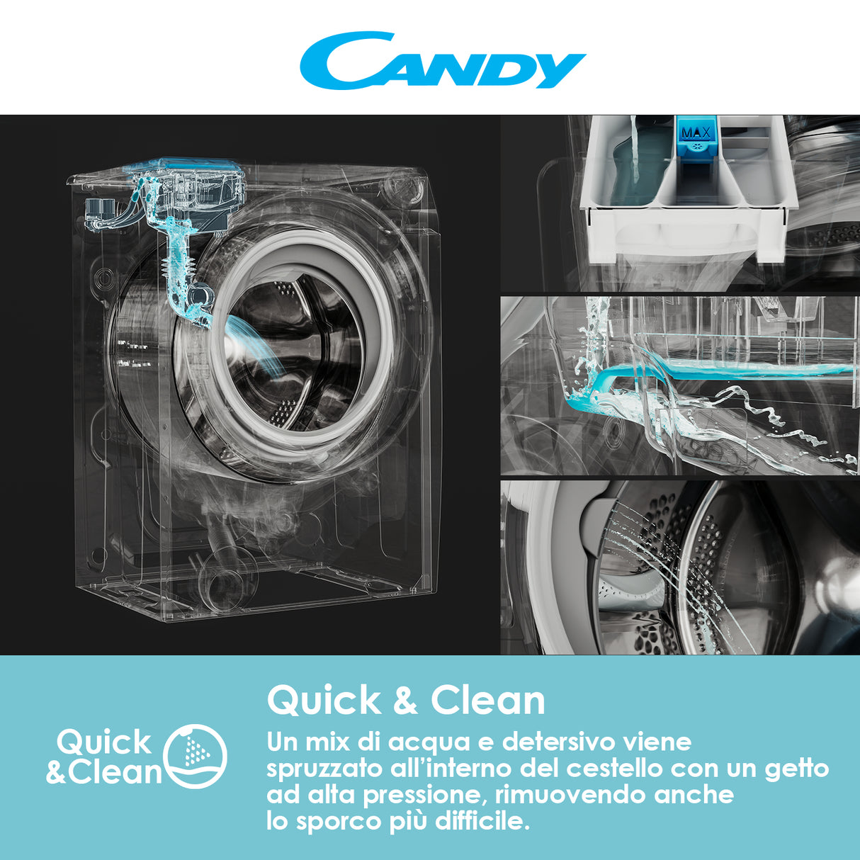 Candy RapidÓ RO16106DWMCT/1-S lavatrice Caricamento frontale 10 kg 1600 Giri/min Bianco