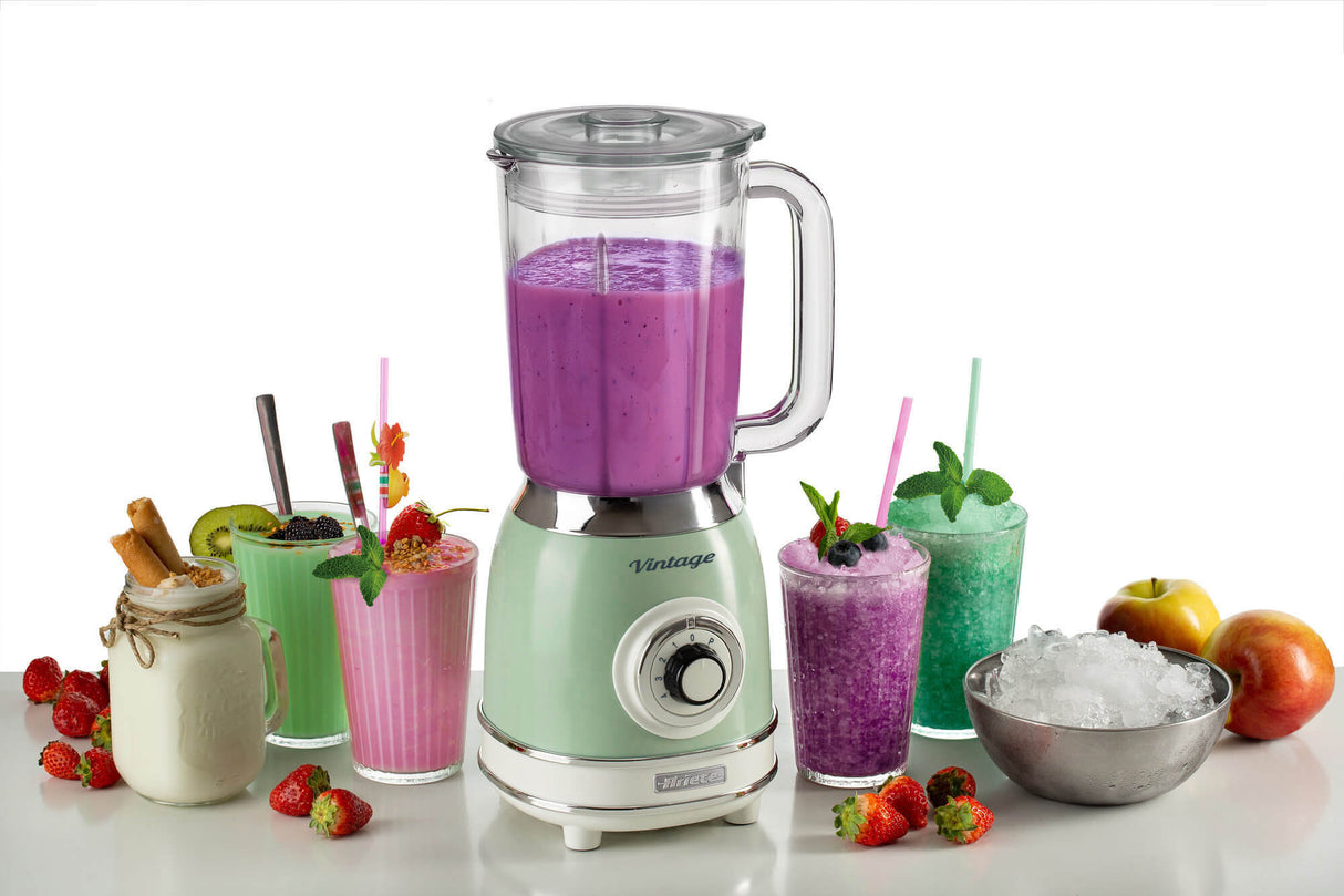 Ariete 583, Frullatore Vintage con tazza in vetro da 1,5 Litri, 4 Lame in Acciaio Inox, 4 Velocità + Pulse,1000 Watt, Verde