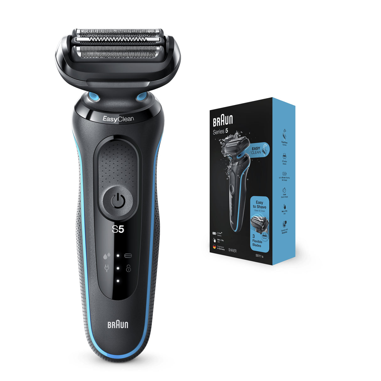Braun Series 5 50-M1000s Rasoio Nero, Blu