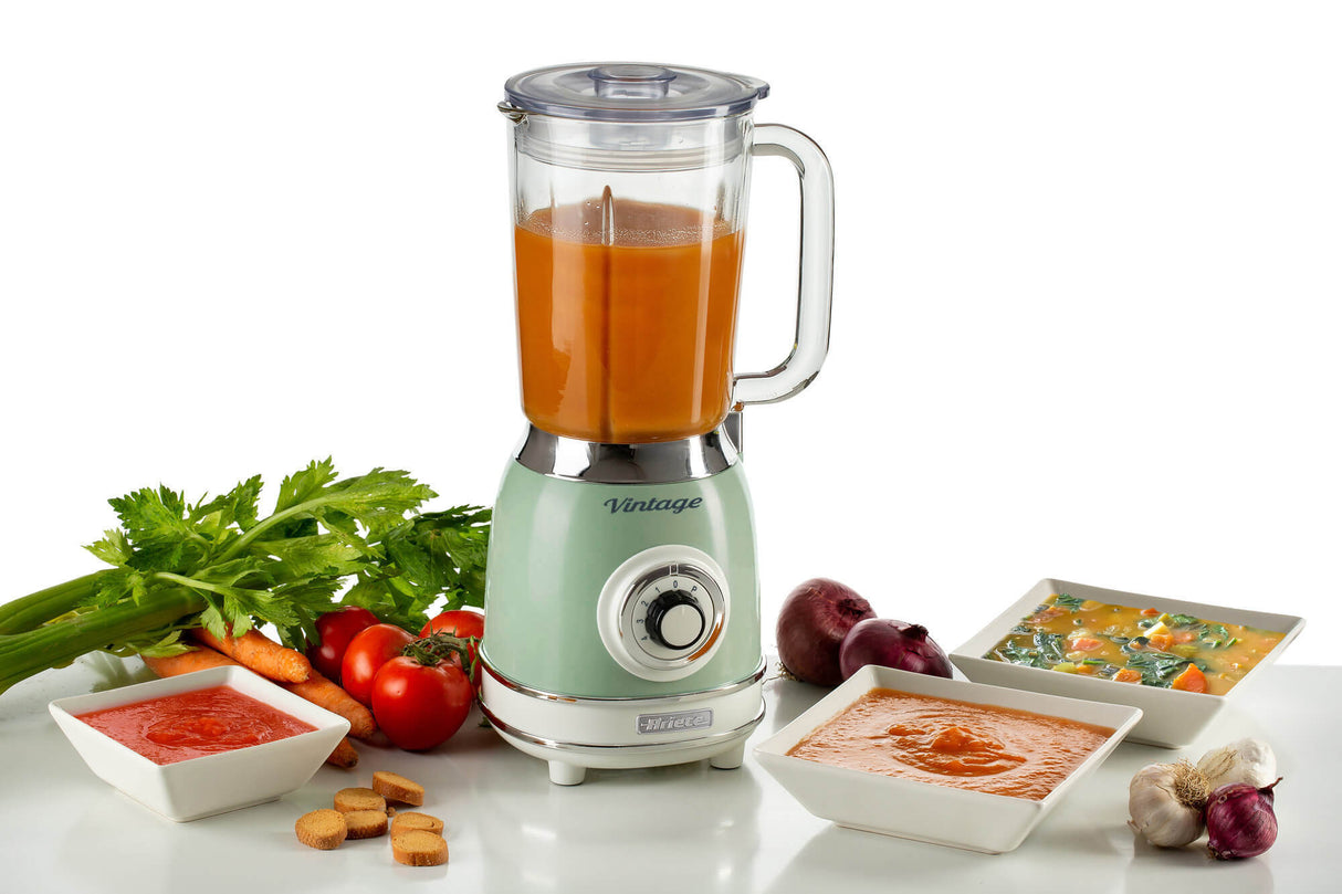 Ariete 583, Frullatore Vintage con tazza in vetro da 1,5 Litri, 4 Lame in Acciaio Inox, 4 Velocità + Pulse,1000 Watt, Verde
