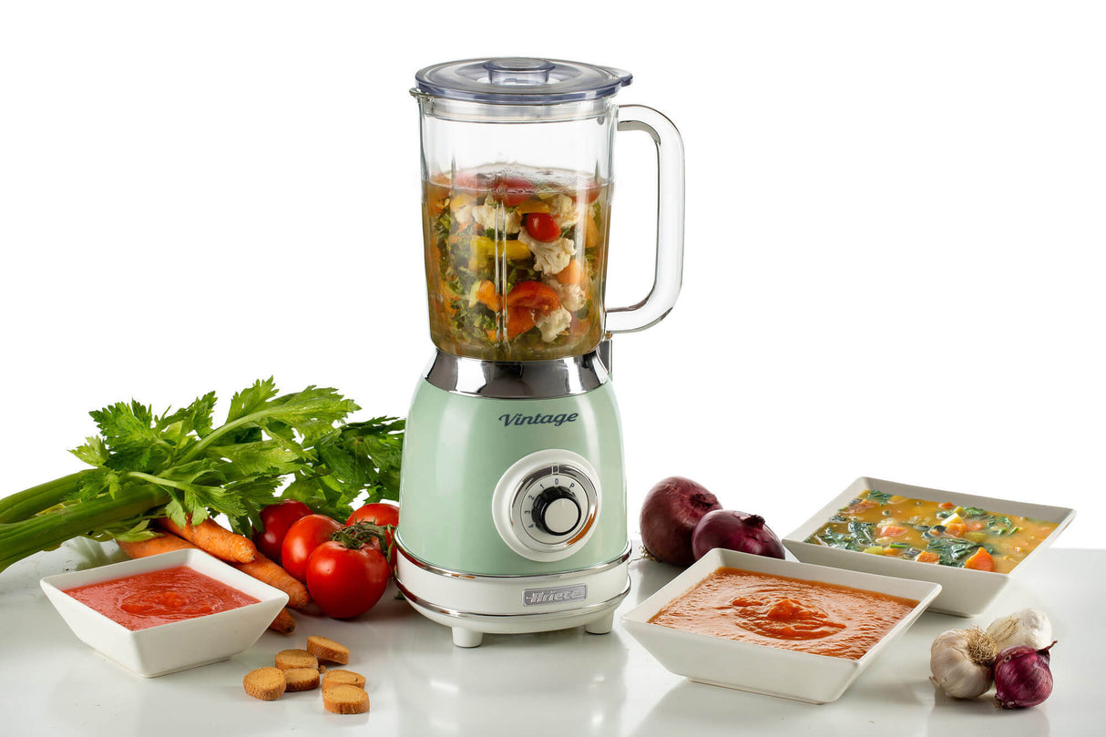 Ariete 583, Frullatore Vintage con tazza in vetro da 1,5 Litri, 4 Lame in Acciaio Inox, 4 Velocità + Pulse,1000 Watt, Verde