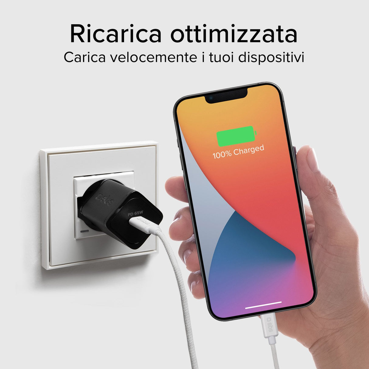 SBS Cavo braided type-c 4.0 grigio cavo USB USB4 Gen 3x2 1 m USB C Bianco