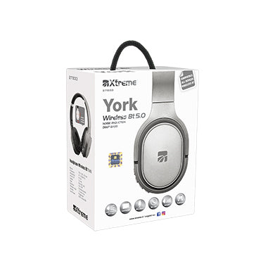 Xtreme York Cuffie Wireless A Padiglione Musica e Chiamate Bluetooth Grigio