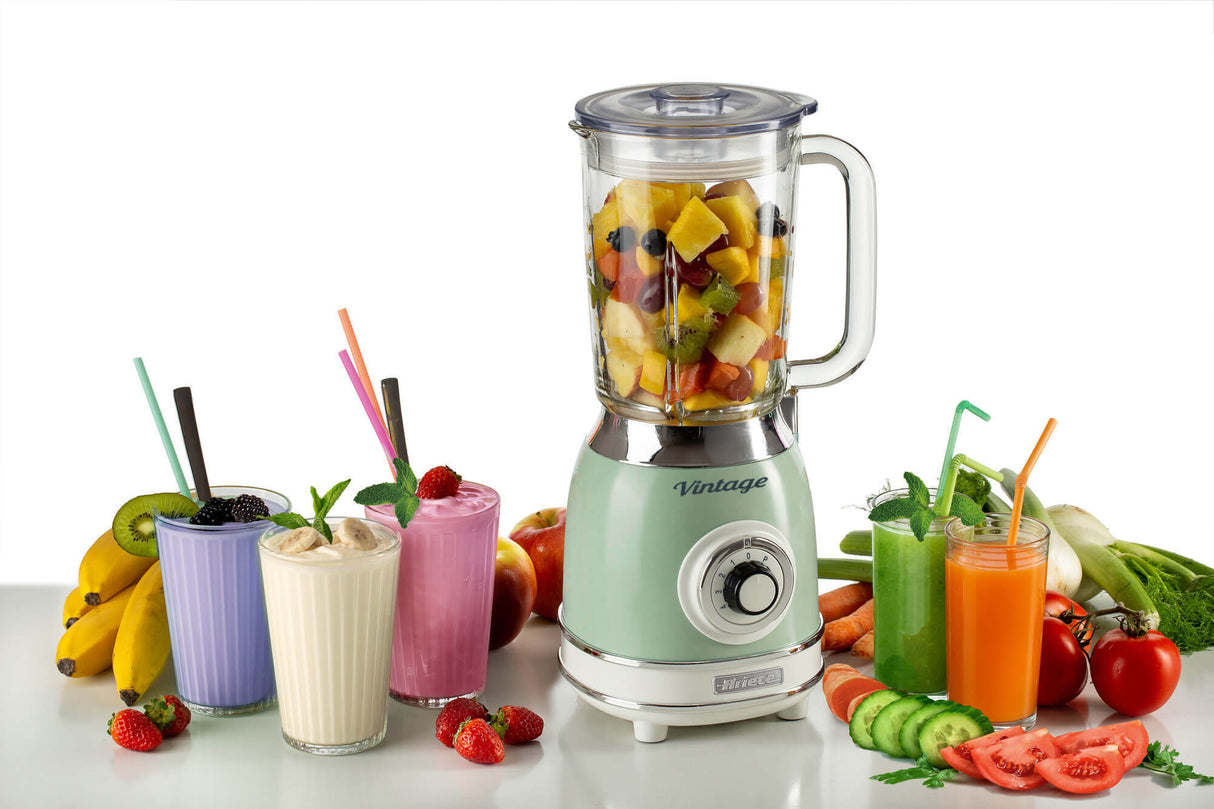 Ariete 583, Frullatore Vintage con tazza in vetro da 1,5 Litri, 4 Lame in Acciaio Inox, 4 Velocità + Pulse,1000 Watt, Verde