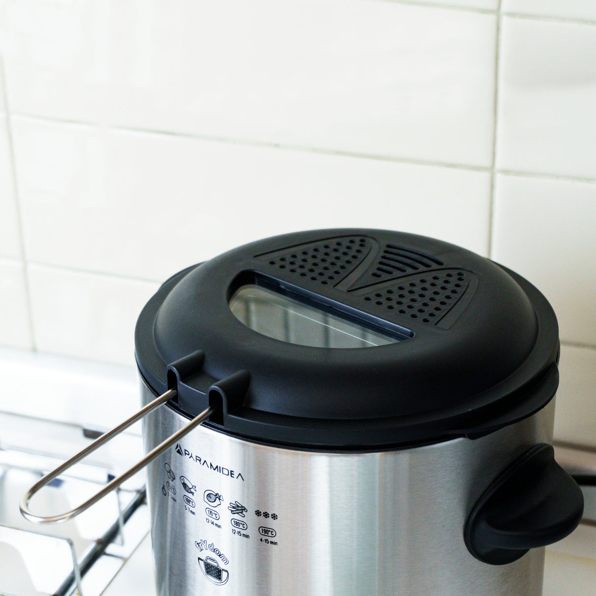 Pyramidea FRG1500 friggitrice Singolo 1,5 L Indipendente 900 W Nero, Acciaio inox