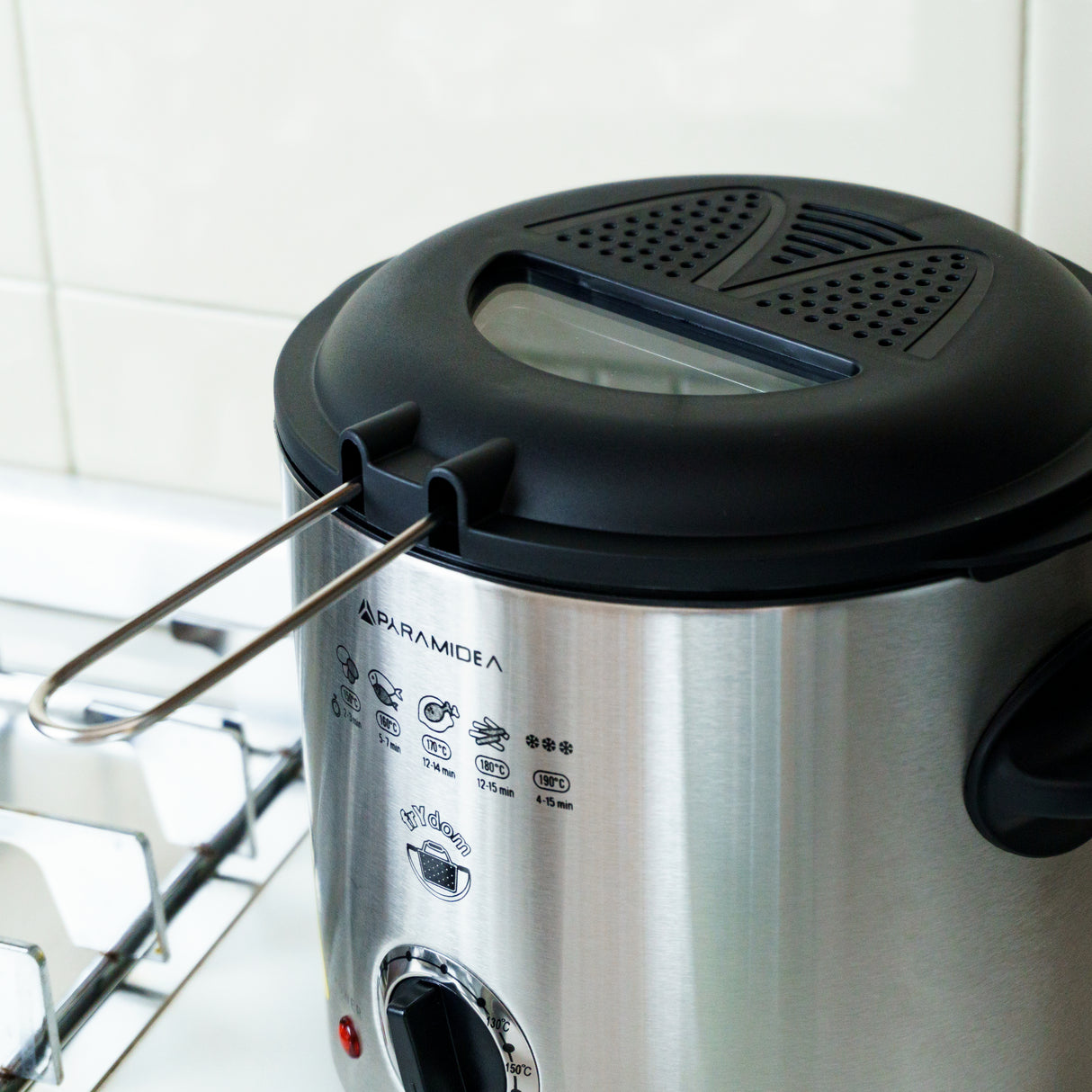 Pyramidea FRG1500 friggitrice Singolo 1,5 L Indipendente 900 W Nero, Acciaio inox