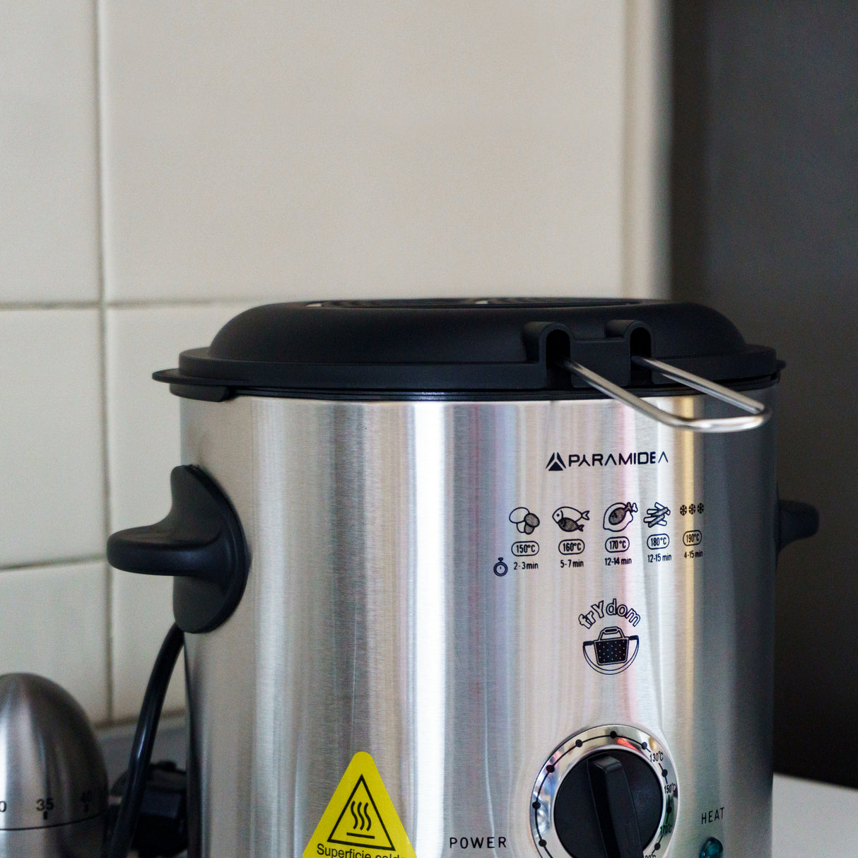 Pyramidea FRG1500 friggitrice Singolo 1,5 L Indipendente 900 W Nero, Acciaio inox