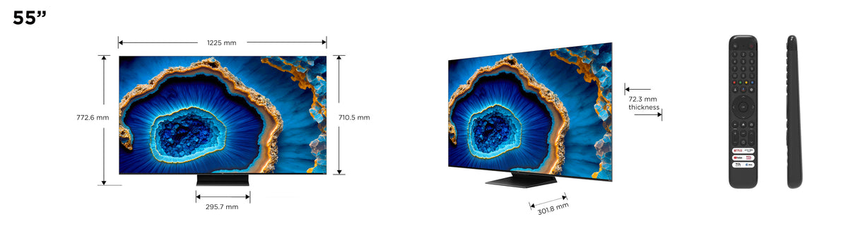 TCL C80 Serie Smart TV Mini LED 4K 55" 55C805, 144Hz, audio Onkyo, Dolby Vision IQ, Google TV