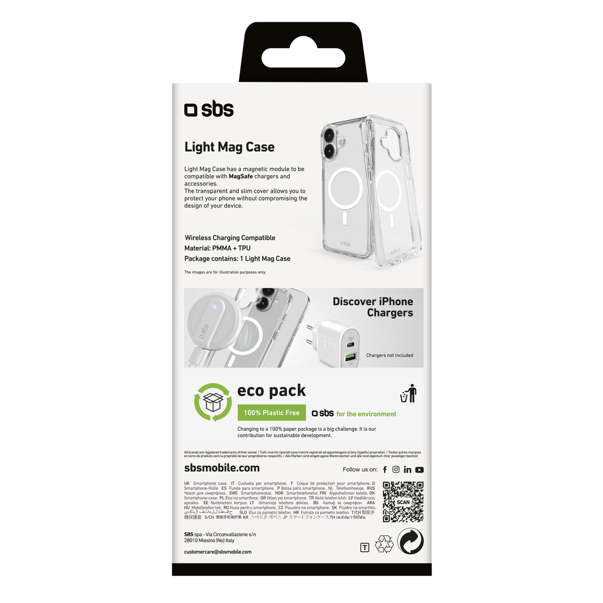 SBS Light Mag custodia per cellulare 17 cm (6.7") Cover Trasparente