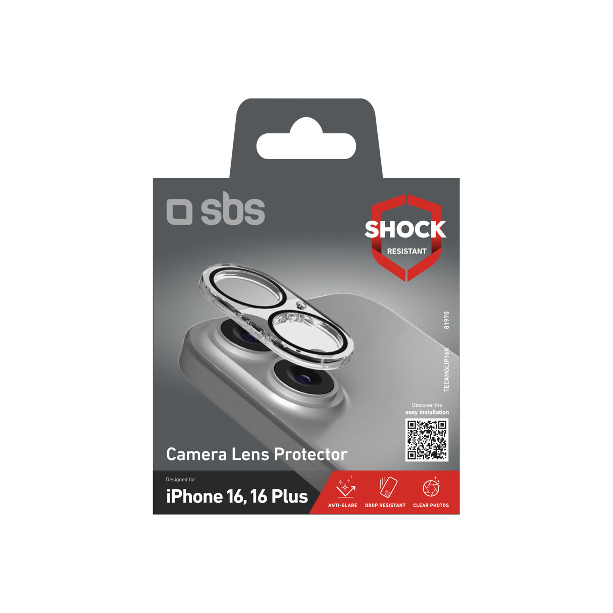 SBS TECAMGLIP16K protezione per lo schermo e il retro dei telefoni cellulari Protezione per obiettivo della fotocamera Apple 1 pz
