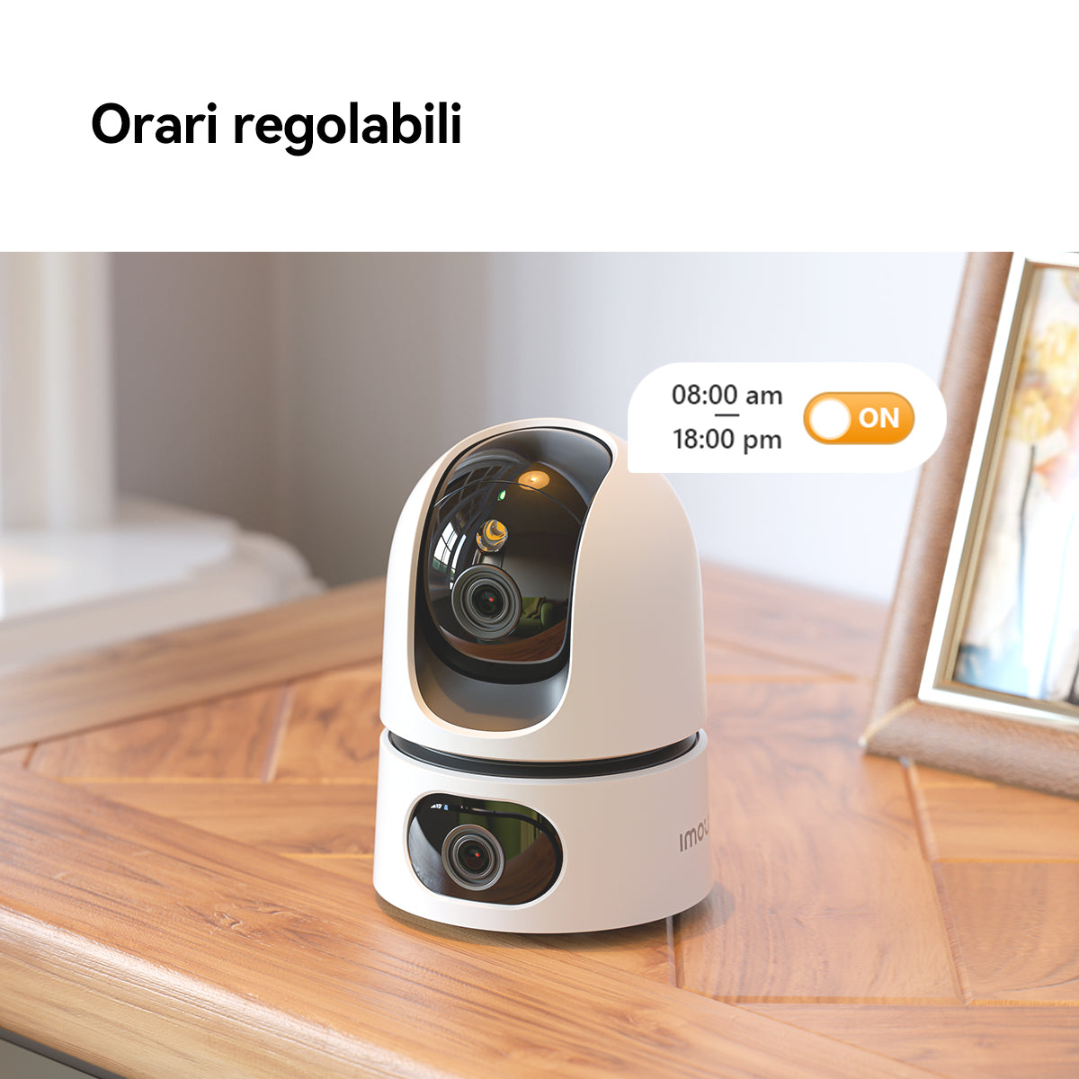 Imou Ranger DUAL 3K(3MP+3MP) Telecamera WiFi Interno con Doppia Lente, 360°PTZ Telecamera da Interno, Rilevamento Umano, Tracciamento Intelligente, Visione Notturna a Colori, Modalità Privata 2,4ghz