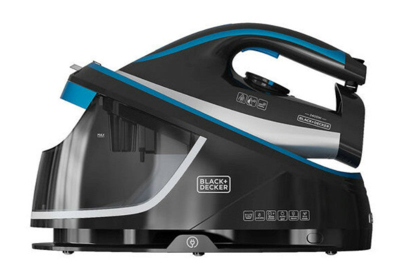 Black & Decker BXSS2401E 2400 W 1,5 L Piastra in Ceramica Nero, Blu, Bianco
