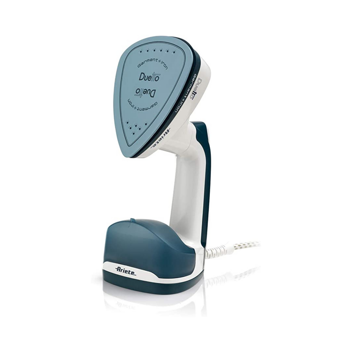 Ariete 6246 Duetto Garment Iron - Stiratrice Verticale e Ferro da Stiro con piastra in Ceramica antiaderente - 1000 Watt - Bianco e Blu