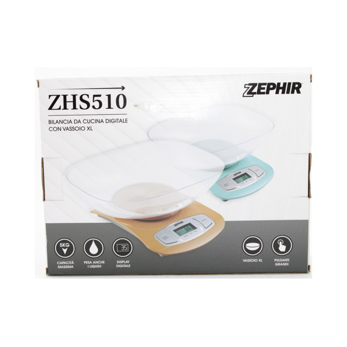 Zephir ZHS510 bilancia da cucina Colori assortiti Superficie piana Rettangolo Bilancia da cucina elettronica