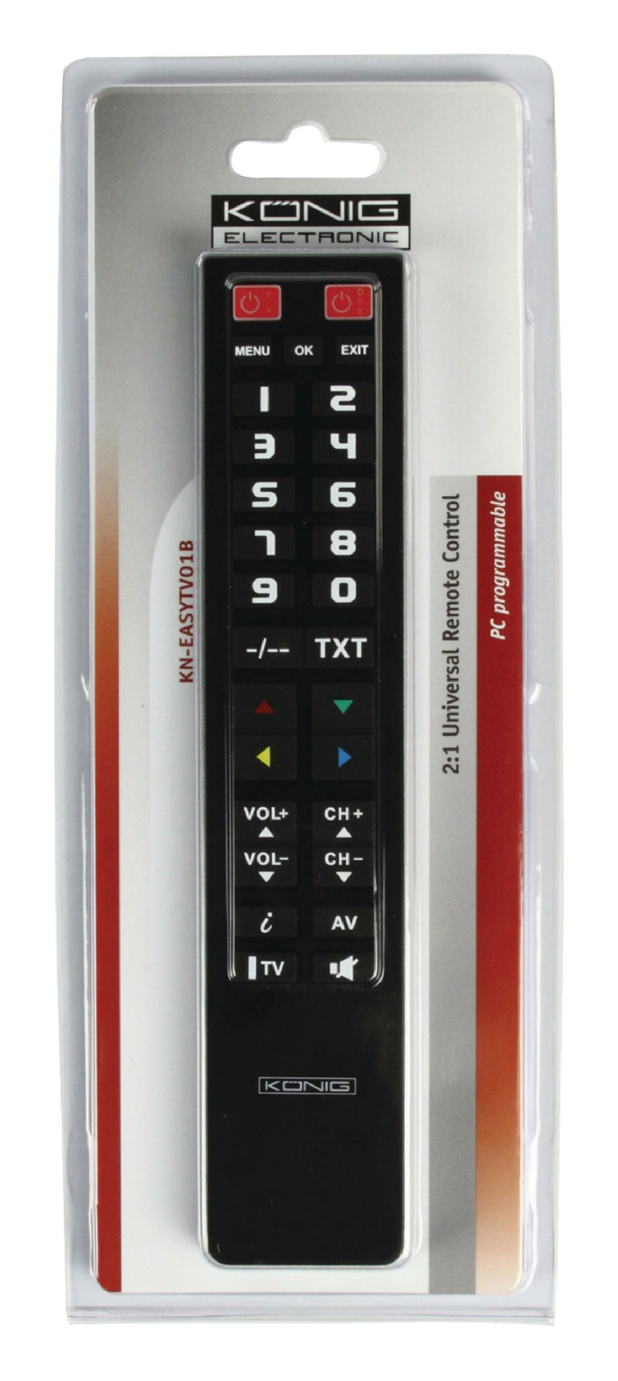 König KN-EASYTV01B telecomando IR Wireless TV, Set-top box TV Pulsanti