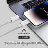SBS Cavo braided type-c 4.0 grigio cavo USB USB4 Gen 3x2 1 m USB C Bianco
