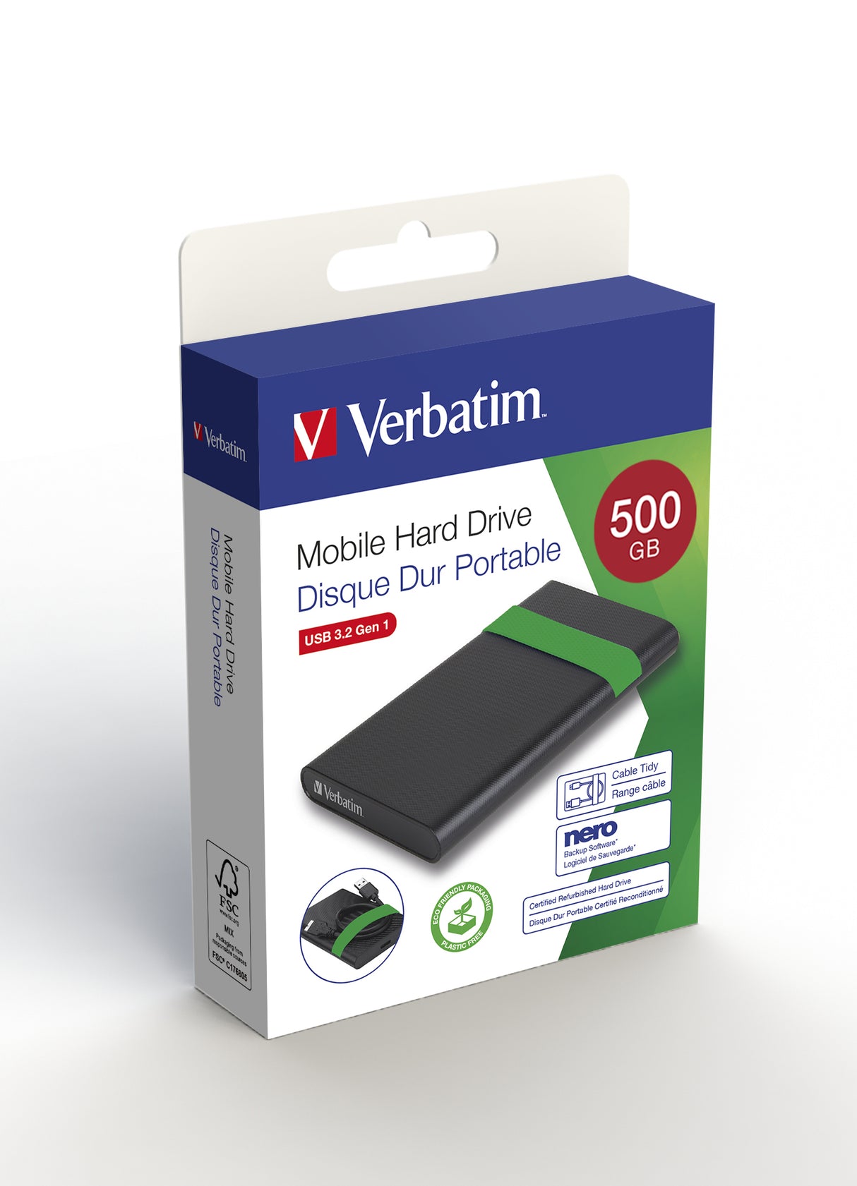 Verbatim 53111 disco rigido esterno 512 GB 5400 Giri/min 2.5" Micro-USB B 2.0/3.2 Gen 1 (3.1 Gen 1) Nero, Verde