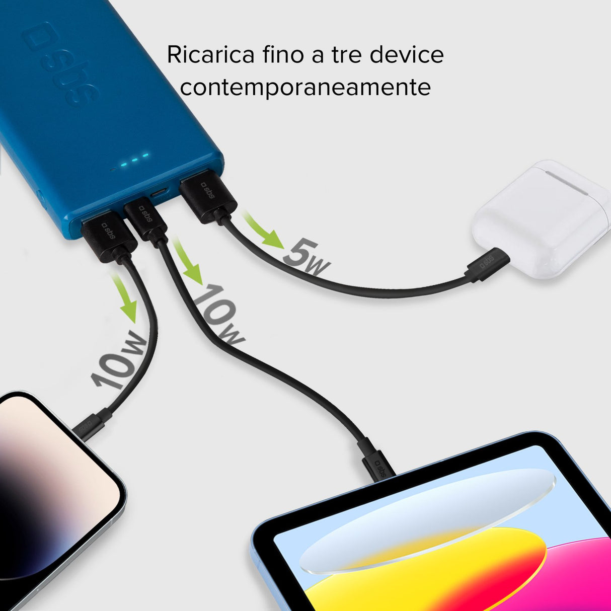 SBS TTBB10000FASTA batteria portatile Polimeri di litio (LiPo) 10000 mAh Ciano