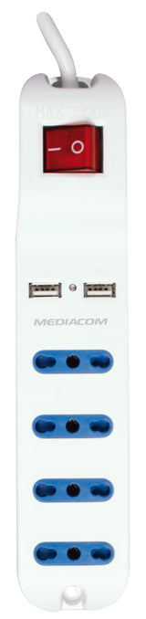 Mediacom M-PMU42 prolunghe e multiple 4 presa(e) AC Interno Bianco
