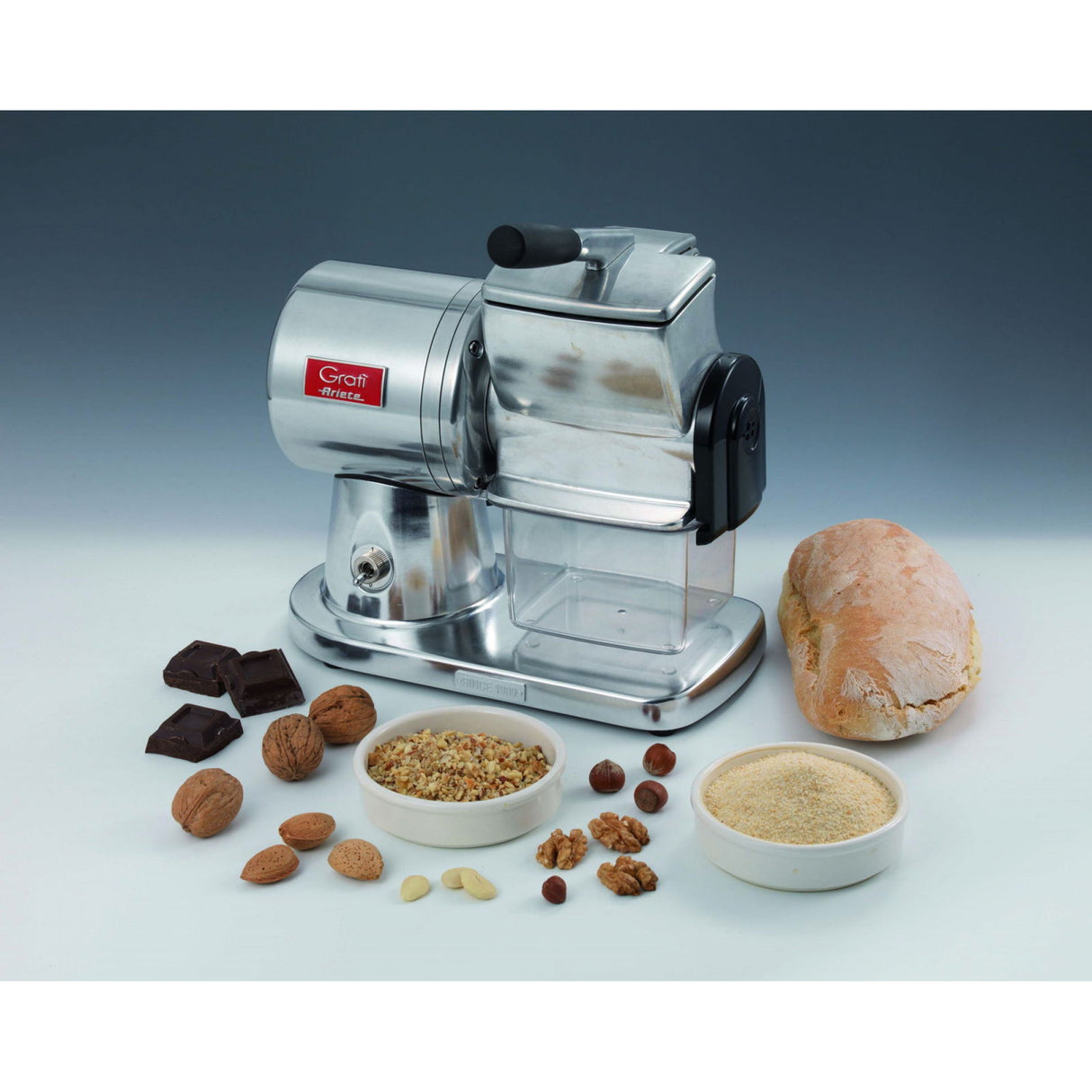 Ariete 449 Gratì Superior - Grattugia Elettrica Professionale - formaggio, pane, cioccolato, frutta secca - Alluminio pressofuso - 350 Watt - Argento