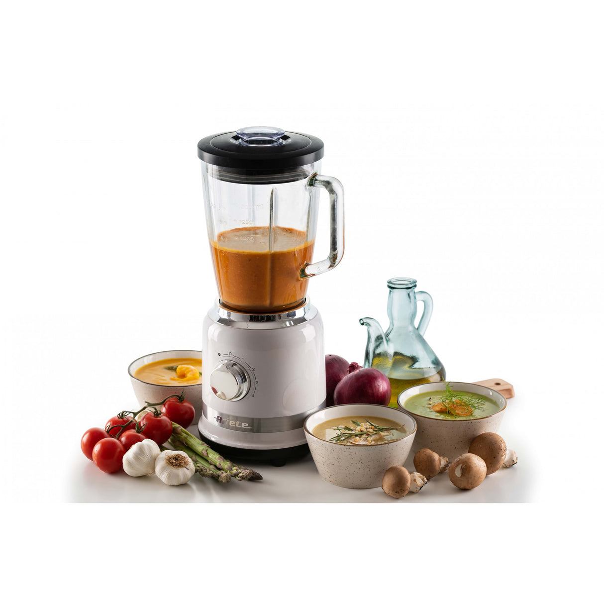 Ariete 585 Frullatore Moderna Bianco - 1000 W - Capacità Tazza Vetro 1,5 L - 4 Velocità - 4 lame