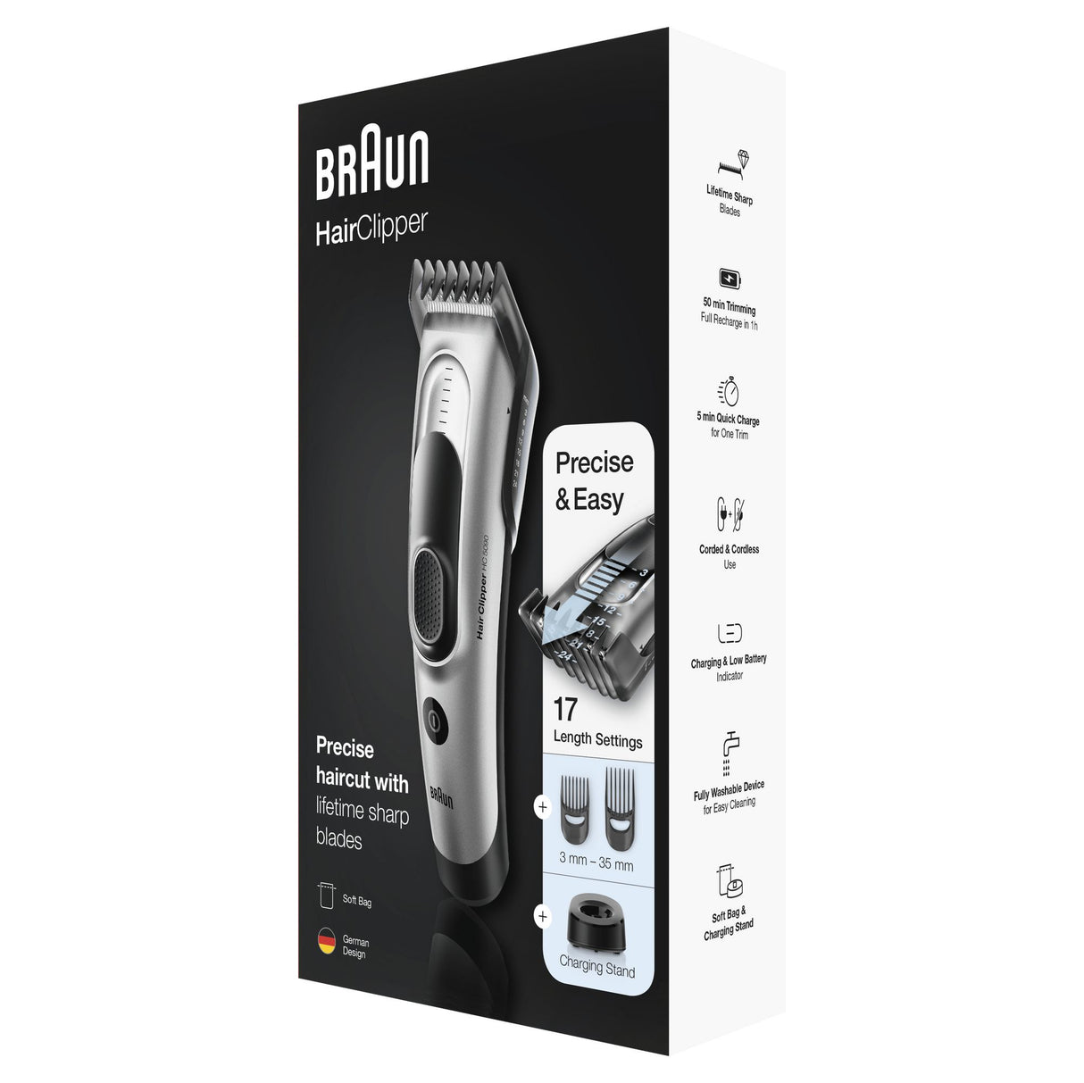 Braun HC5090 Tagliacapelli E Regolabarba Uomo Con 17 Impostazioni Di Lunghezza E 2 Accessori