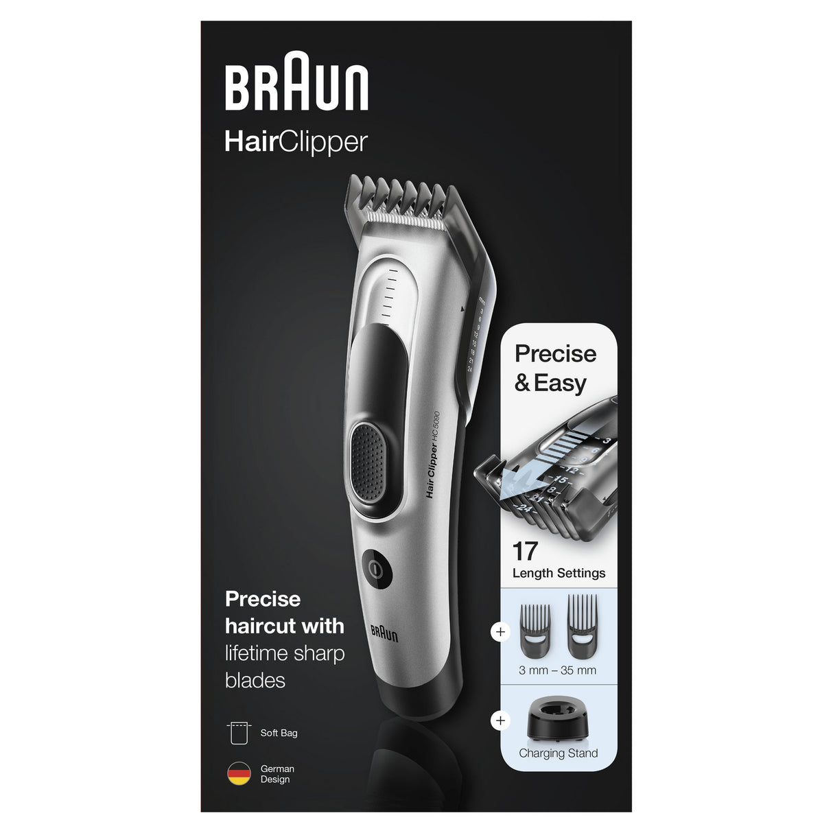 Braun HC5090 Tagliacapelli E Regolabarba Uomo Con 17 Impostazioni Di Lunghezza E 2 Accessori