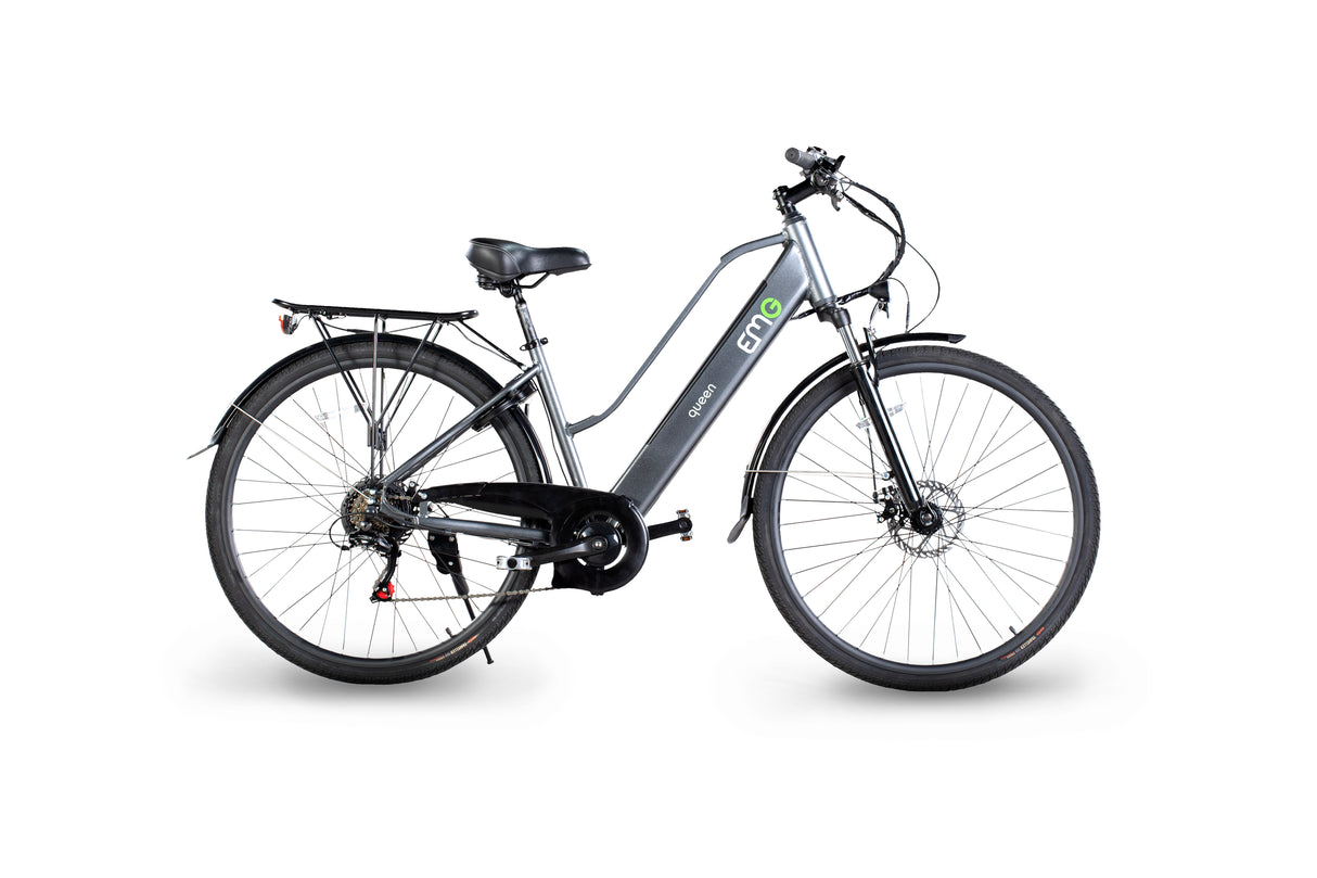 EMG Queen 28P - telaio in alluminio 19", ruota 28", freno a disco a/p, sospensioni ant., cambio Shimano, batteria 36V 13Ah