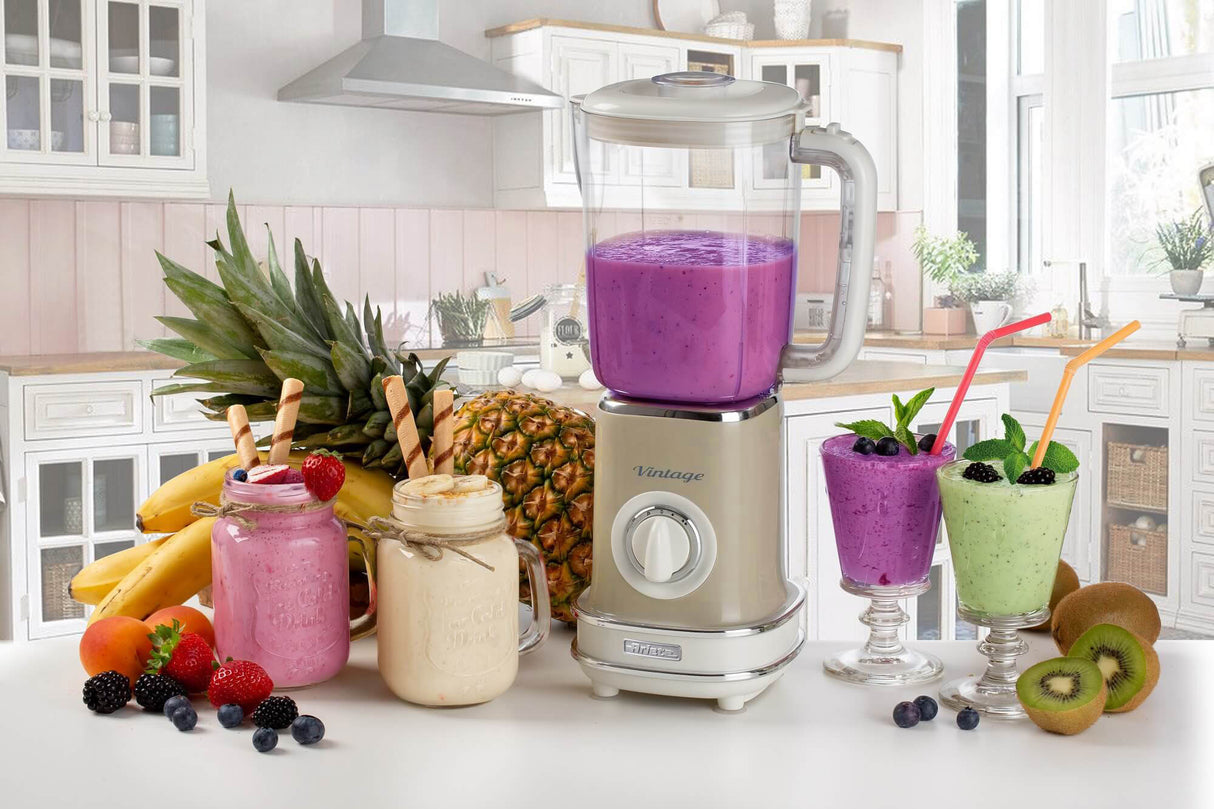 Ariete 568 Frullatore 1,5 Litri - Tazza graduata - 2 velocità + pulse - 500 Watt - Linea Vintage - Beige