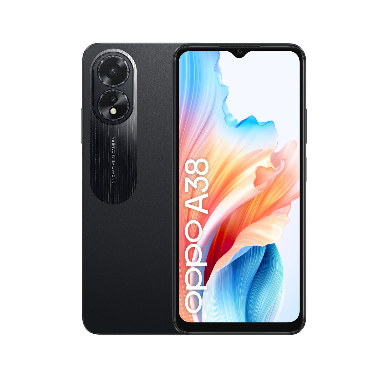 OPPO A38 4G Smartphone, AI Doppia fotocamera 50+2MP, Selfie 5MP, Display 6.56” 90HZ LCD HD+, 5000mAh, RAM 8 GB (4+4) + ROM 128GB, IP54, [Versione Italia],Glowing Black