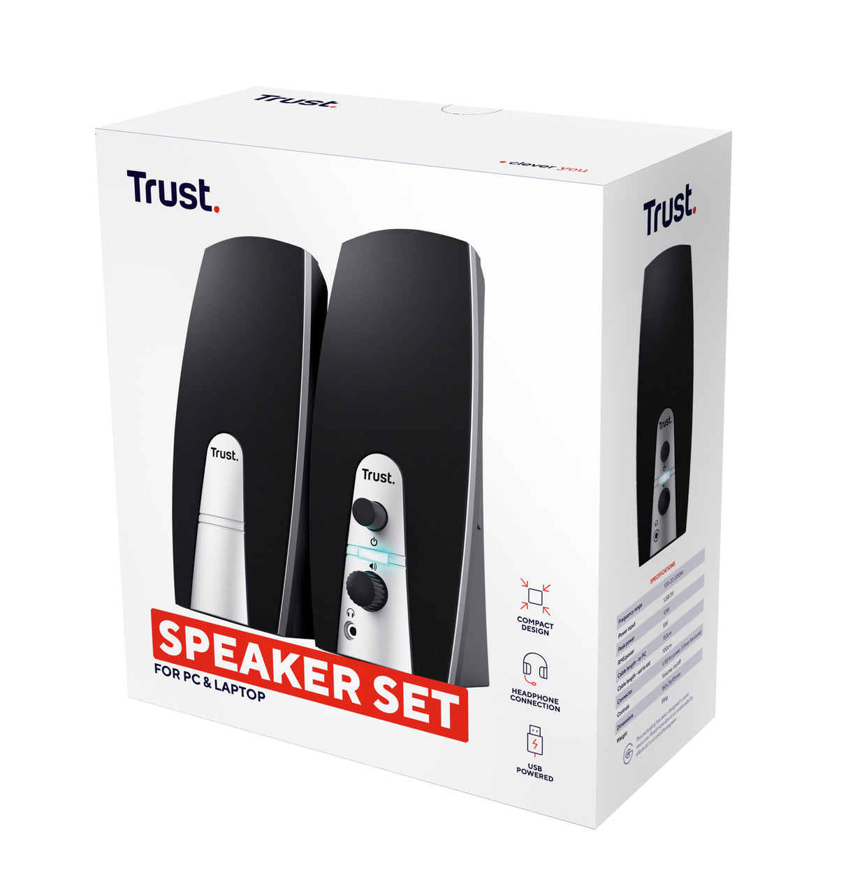 Trust 24660 set di altoparlanti 5 W PC/PC portatile Nero, Metallico 2.0 canali