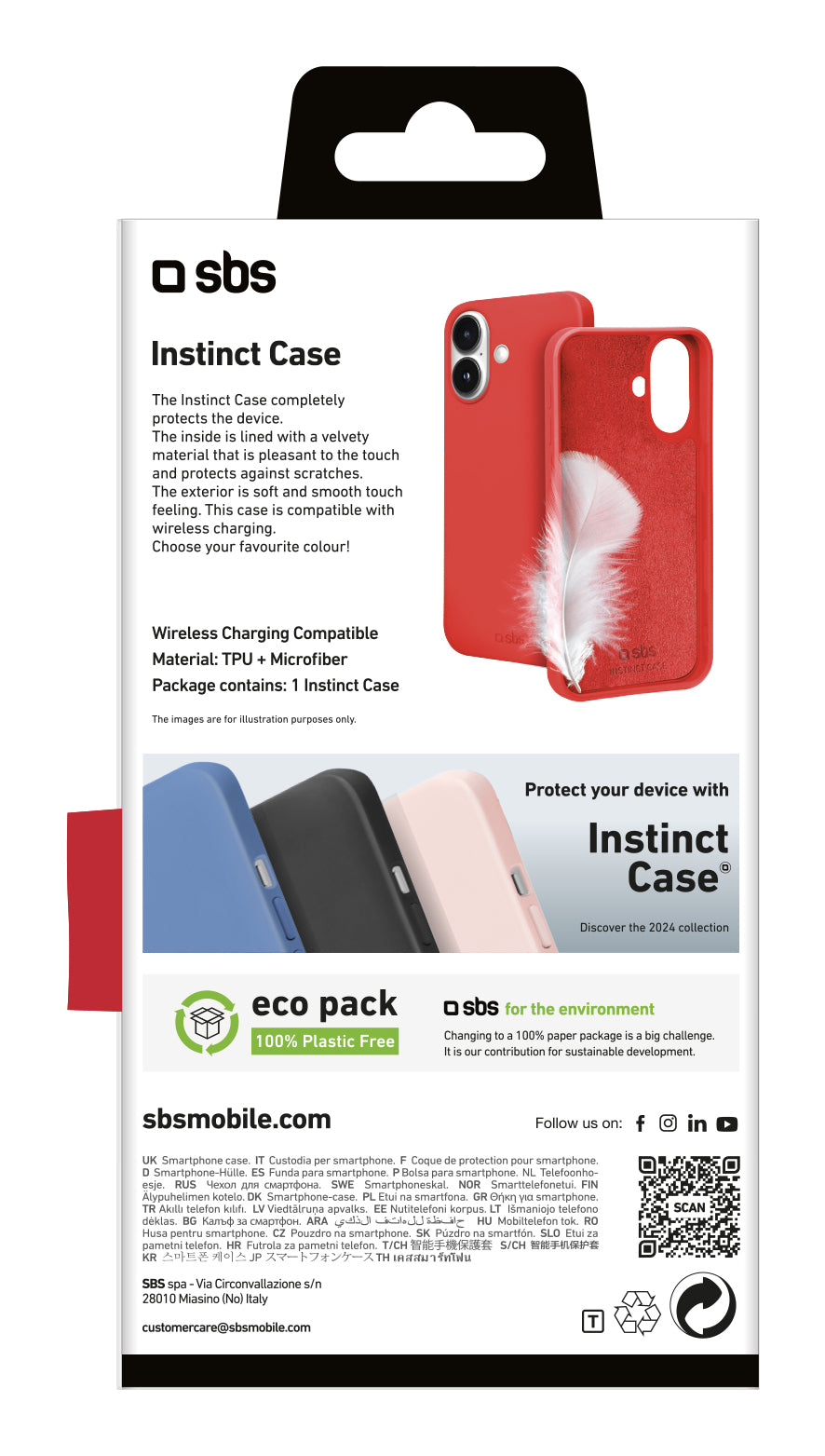 SBS TEINSTIP1661R custodia per cellulare 15,5 cm (6.1") Cover Rosso